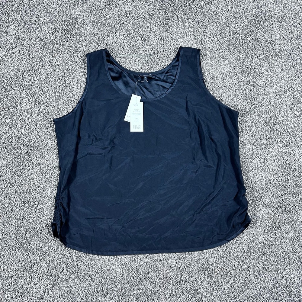 Eileen Fisher Women’s Size 3x Black Stretch Silk Charmeuse Plus Size Top